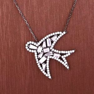 Gorgeous .925 Sterling & Rhodium White Topaz Dove Necklace 16"